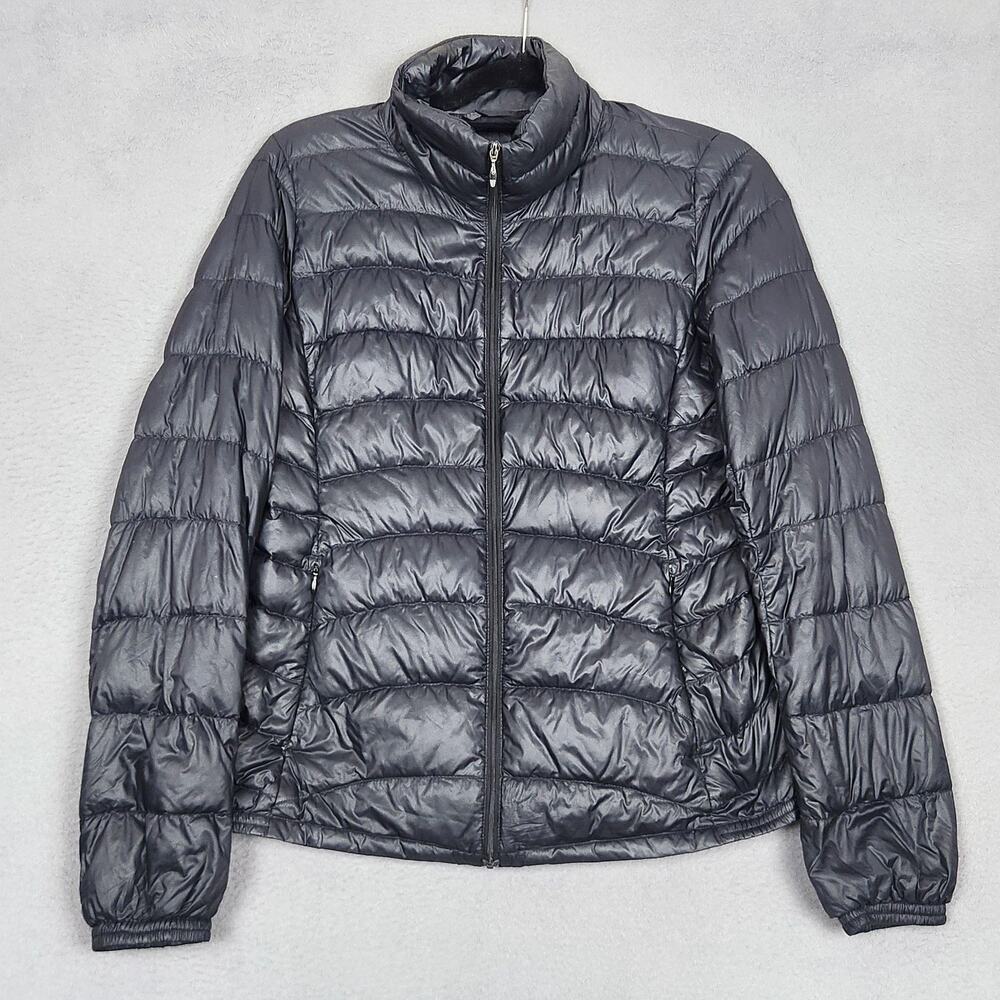 Uniqlo Jacket Womens Medium Black Down Puffer Quilted Lightweight Full Zip Warm
